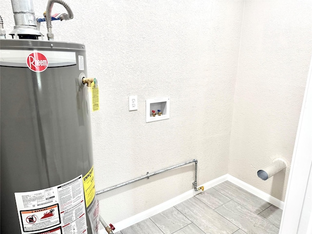 3514 Mattye Maye Dr, Pasadena, TX 77503 - laundry area with water heater, washer hookup, baseboards, and hookup for an electric dryer