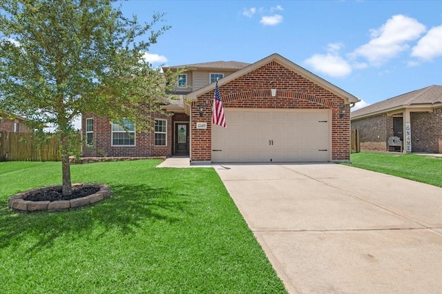 22435 Base Light Dr, Hockley, TX 77447 - traditional-style home with brick siding, an attached garage, and driveway