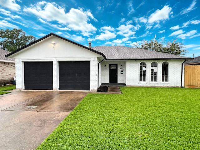 813 Briarway St, Pasadena, TX 77503 - single story home featuring a garage, concrete driveway, a shingled roof, and brick siding