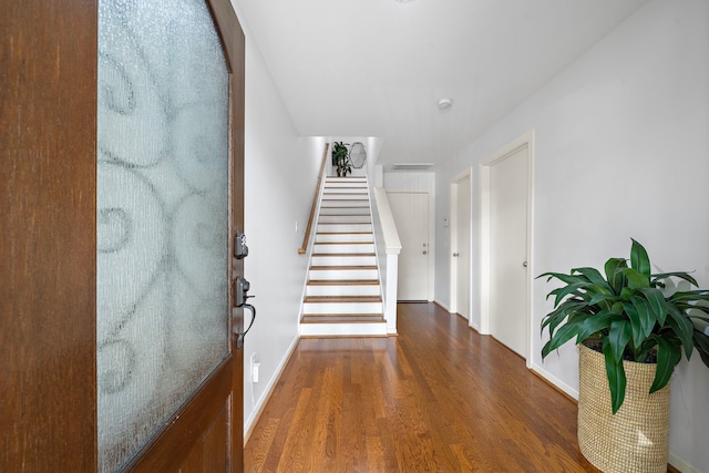 1918 Prospect St, Houston, TX 77004 - entrance foyer with wood finished floors and stairs