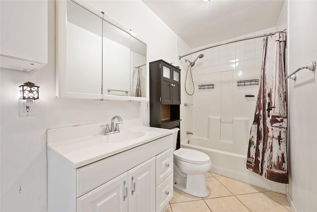13236 Fm 1409 Unit A, Dayton, TX 77535 - bathroom with vanity, toilet, tile patterned flooring, and shower / bath combo with shower curtain