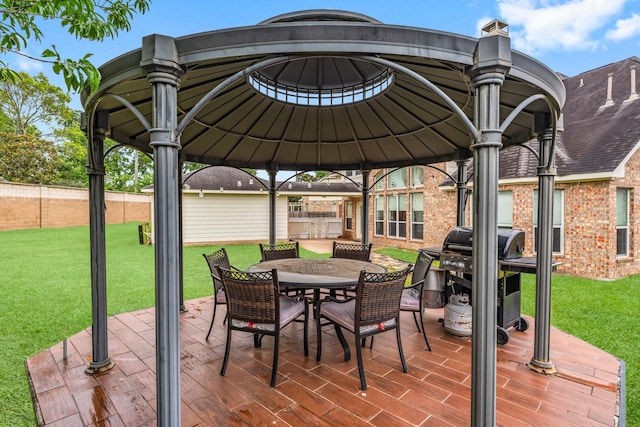 13202 Brushy Knoll Ln, Sugar Land, TX 77498 - view of patio / terrace featuring a gazebo, area for grilling, and outdoor dining area