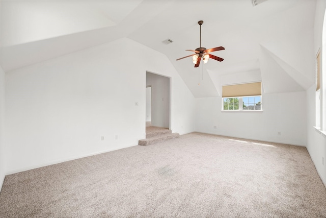 13202 Brushy Knoll Ln, Sugar Land, TX 77498 - bonus room featuring vaulted ceiling, light carpet, and ceiling fan