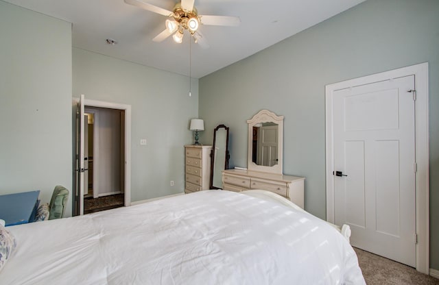 4303 Jonathan St, Bellaire, TX 77401 - bedroom with carpet floors, ceiling fan, and lofted ceiling