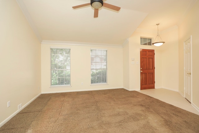 8006 Virginia Water Ln, Houston, TX 77095 - carpeted empty room with crown molding and a ceiling fan