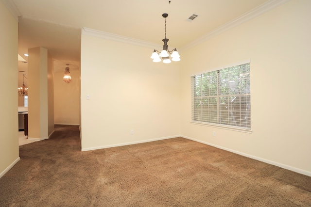 8006 Virginia Water Ln, Houston, TX 77095 - carpeted empty room with a chandelier and crown molding