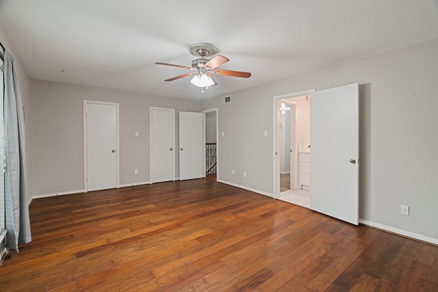 820 Threadneedle St Unit 248, Houston, TX 77079 - unfurnished bedroom with wood finished floors, ensuite bathroom, and ceiling fan