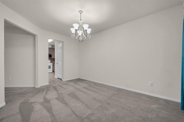 18423 Grove Brook Ln, Cypress, TX 77429 - spare room featuring a chandelier and light carpet