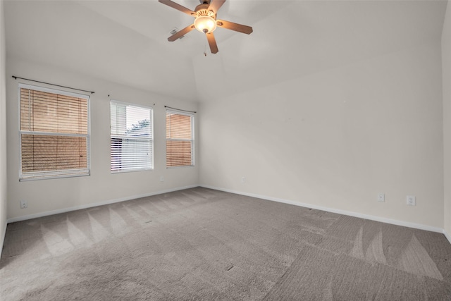 18423 Grove Brook Ln, Cypress, TX 77429 - unfurnished room featuring carpet, a ceiling fan, and vaulted ceiling