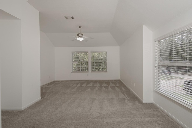 23 Shellbark, The Woodlands, TX 77382 - bonus room with carpet flooring, a ceiling fan, vaulted ceiling, and baseboards