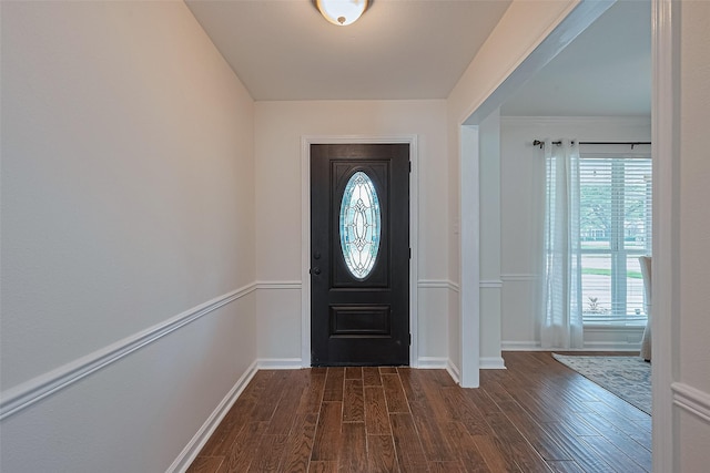 6526 Mert St, Katy, TX 77493 - foyer entrance with dark wood-style floors and baseboards