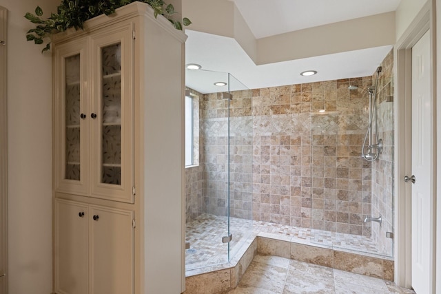 12910 Lake Mist Dr, Cypress, TX 77429 - bathroom with a shower stall and recessed lighting