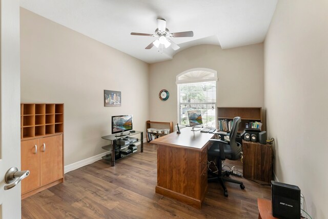 25514 Long Iron Ct, Spring, TX 77389 - office area with a ceiling fan and wood finished floors