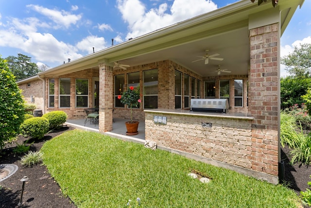 25514 Long Iron Ct, Spring, TX 77389 - view of patio / terrace with a ceiling fan and area for grilling