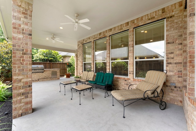 25514 Long Iron Ct, Spring, TX 77389 - view of patio featuring an outdoor kitchen and ceiling fan