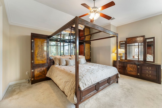 25514 Long Iron Ct, Spring, TX 77389 - bedroom featuring carpet, crown molding, and ceiling fan