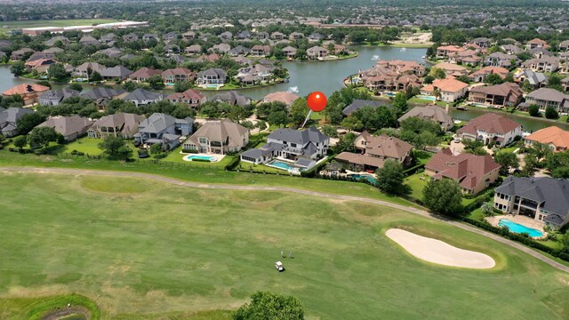 23323 Two Harbors Glen St, Katy, TX 77494 - aerial view of residential area featuring a golf course and a large body of water