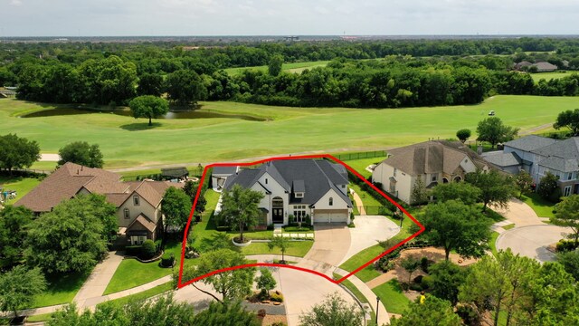 23323 Two Harbors Glen St, Katy, TX 77494 - aerial view of residential area with property boundaries highlighted and a golf club