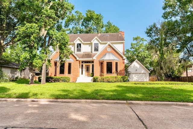5343 Appleblossom Ln, Friendswood, TX 77546 - view of front of house with a detached garage and brick siding