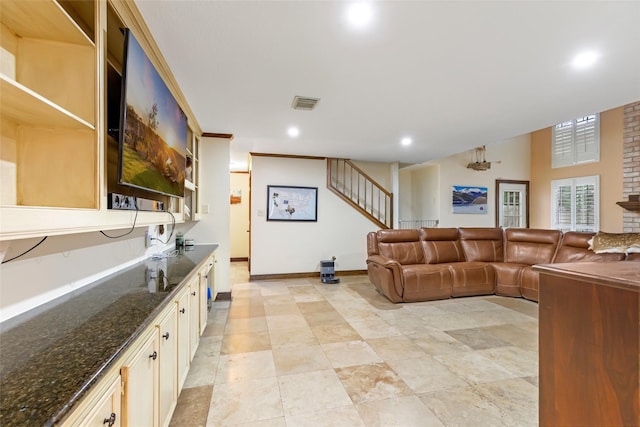 20131 Magnolia Bend Dr, Humble, TX 77346 - living room featuring recessed lighting, baseboards, and stairs