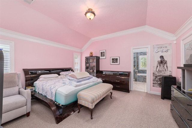 20107 Black Canyon Dr, Katy, TX 77450 - carpeted bedroom featuring vaulted ceiling and crown molding