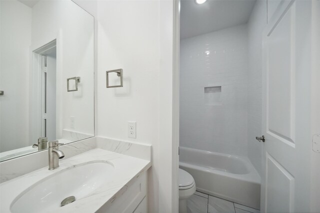 702 Azalea St, Prairie View, TX 77484 - full bathroom with vanity, toilet, washtub / shower combination, and tile patterned floors