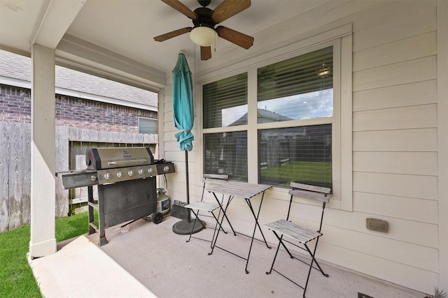 12915 Taper Reach Dr, Tomball, TX 77377 - view of patio with area for grilling and ceiling fan