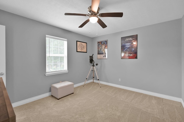 833 Stone Mountain Dr, Conroe, TX 77302 - spare room featuring light colored carpet, ceiling fan, and baseboards