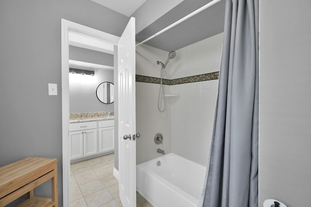 833 Stone Mountain Dr, Conroe, TX 77302 - full bath featuring shower / tub combo, vanity, and tile patterned floors