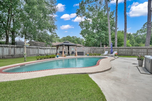 833 Stone Mountain Dr, Conroe, TX 77302 - view of swimming pool featuring a gazebo and a patio area