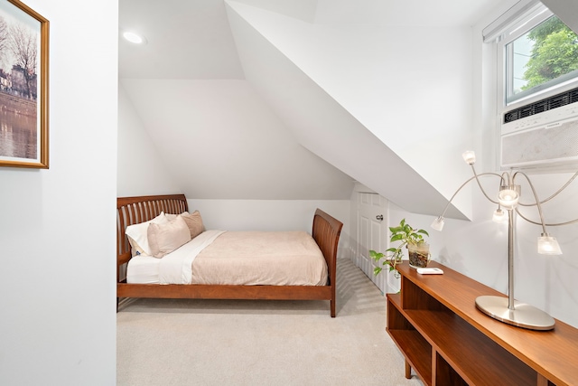 2019 Crockett St, Houston, TX 77007 - bedroom featuring carpet floors, vaulted ceiling, and recessed lighting