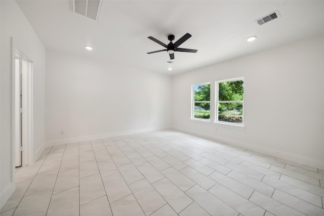 708 Azalea St, Prairie View, TX 77484 - spare room featuring ceiling fan, baseboards, recessed lighting, and light tile patterned flooring