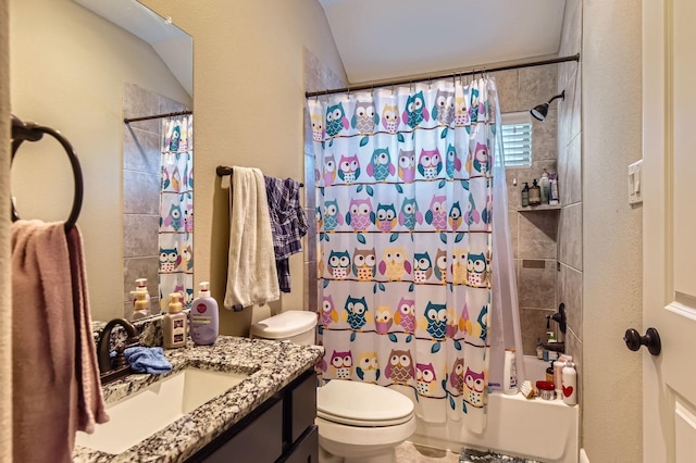 7203 Prairie Grass Ln, Katy, TX 77493 - full bath with vanity, toilet, and shower / bath combo with shower curtain