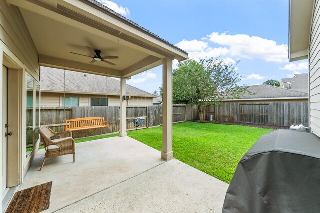 1406 Kallie Hills Ln, Spring, TX 77386 - view of patio / terrace with ceiling fan
