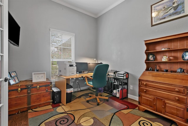 18 Brookefield Cir, Magnolia, TX 77355 - office space featuring crown molding and baseboards