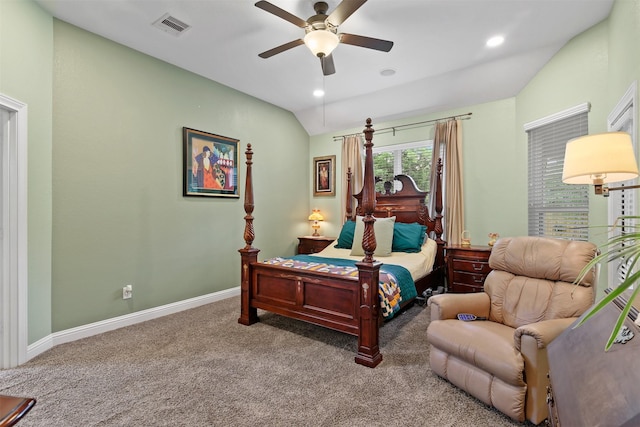 18 Brookefield Cir, Magnolia, TX 77355 - carpeted bedroom featuring baseboards, a ceiling fan, recessed lighting, and vaulted ceiling