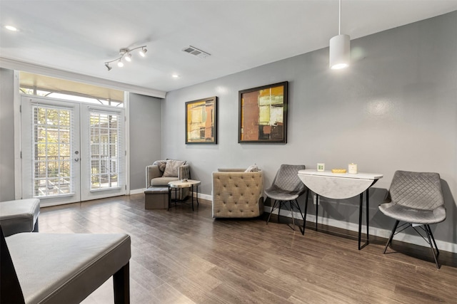 3300 Yorktown St Unit 24, Houston, TX 77056 - living area with french doors, baseboards, wood finished floors, and recessed lighting