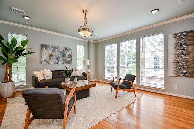 902 Cohn St, Houston, TX 77007 - living room with wood finished floors, crown molding, and baseboards