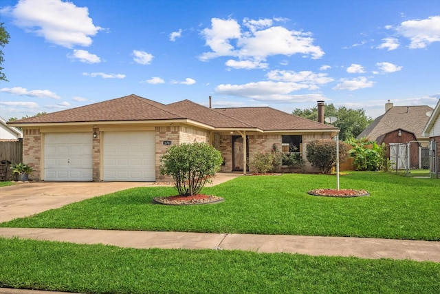 11731 Bexar Dr, La Porte, TX 77571 - ranch-style home featuring a garage, driveway, brick siding, and roof with shingles