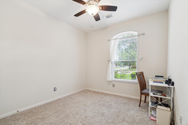 21551 Elm Hurst Ln, Katy, TX 77450 - unfurnished office with carpet flooring, baseboards, and ceiling fan