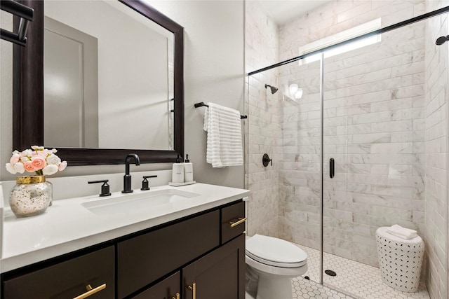 19307 Spillway Overlook Cir, Cypress, TX 77433 - bathroom with a shower stall, vanity, and tile patterned flooring