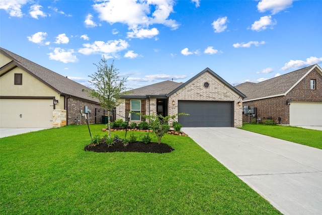 4236 Waterlily Spring Way, Porter, TX 77365 - view of front of house featuring a front yard, a garage, driveway, and brick siding