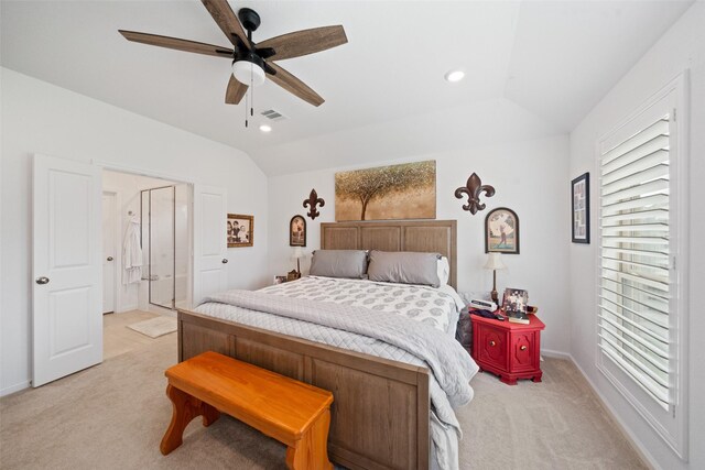 4236 Waterlily Spring Way, Porter, TX 77365 - bedroom with light carpet, lofted ceiling, recessed lighting, baseboards, and a ceiling fan