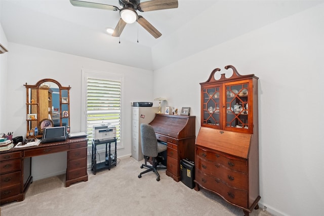 4236 Waterlily Spring Way, Porter, TX 77365 - office area with light colored carpet, a ceiling fan, and water heater