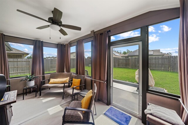 4236 Waterlily Spring Way, Porter, TX 77365 - sunroom / solarium with a ceiling fan and an outdoor hangout area