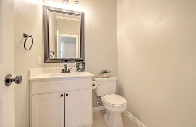 19927 Maple Village Dr, Cypress, TX 77433 - bathroom featuring toilet, vanity, baseboards, and tile patterned floors
