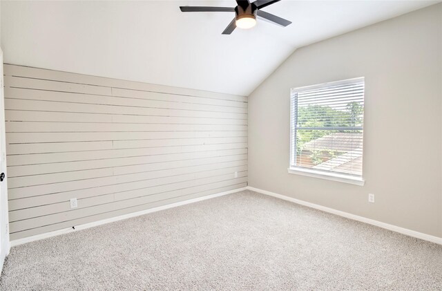19927 Maple Village Dr, Cypress, TX 77433 - spare room with a ceiling fan, vaulted ceiling, carpet floors, and baseboards