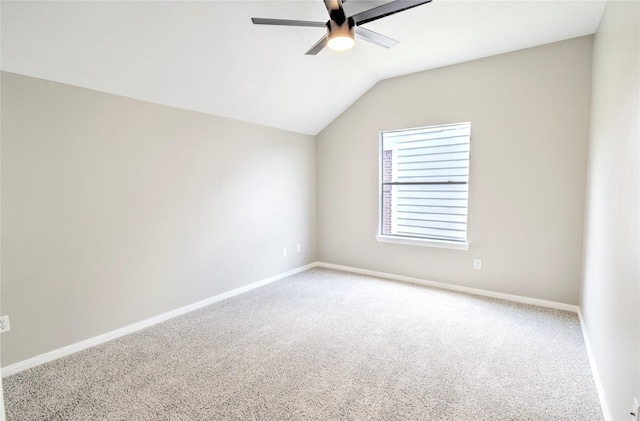 19927 Maple Village Dr, Cypress, TX 77433 - carpeted empty room with a ceiling fan, vaulted ceiling, and baseboards
