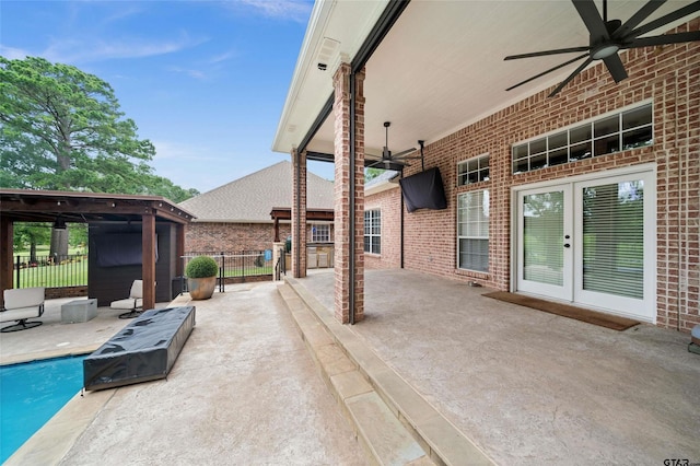 420 Bunker Dr, Tyler, TX 75703 - view of patio featuring ceiling fan and french doors