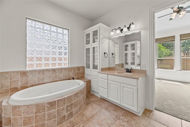 4510 Cedarfield Rd, Katy, TX 77494 - full bath featuring a bath, vanity, and ceiling fan